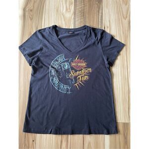 Harley-Davidson® Women's Summer Journey V-Neck Short Sleeve T-Shirt, Black